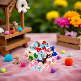 Colorful Pet Hair Bows with Rubber Bands, 20Pcs Set, Small Animals Grooming Accessories