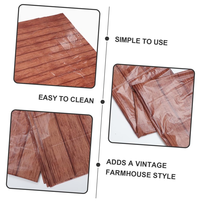Alipis Natural Wood Grain Rectangle Tablecloth Set 4pcs for Wedding