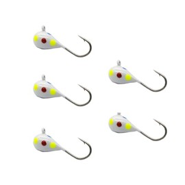Tungsten Ice Fishing Jig Set Ice Fishing Lures, Max Sensitive Tungsten Tear Drop Ice Jig Head Hook for Panfish, Crappie, Walleye, Perch, Trout, Bluegill (Wonder Glow, 4MM, 1/25 OZ)