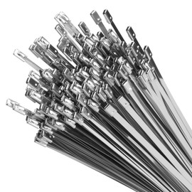 XINGO 8 inch Metal Zip Ties (200 Pack), 304 Stainless Steel Heavy Duty Zip Ties, 300lbs Tensile Strength, Multi-Purpose Self-locking Cable Ties for Exhaust Wrap, Outdoor and Canopy Etc