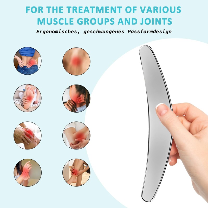 2-in-1 Stainless Steel Gua Sha Muscle Scraper Tool, Myofascial Scraping