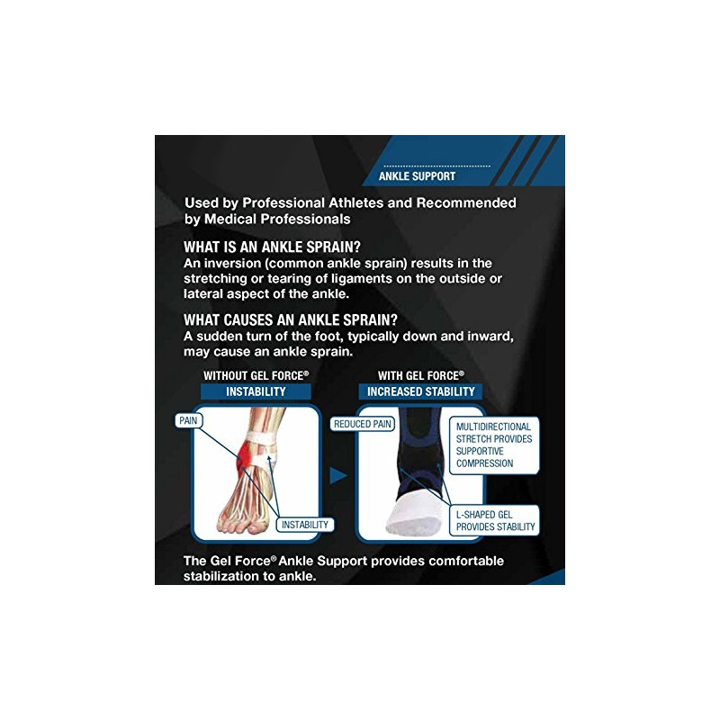 Pro-Tec Athletics Gel-Force Ankle Support, Compression and Stability with Supportive