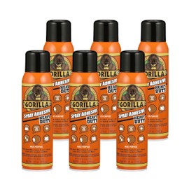 Gorilla Heavy Duty Spray Adhesive, Multipurpose and Repositionable, 14 Ounce, Clear, (Pack of 6)