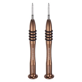 HARFINGTON 2pcs Precision Phillips Screwdriver 2.0x25mm Magnetic Cross Head Mini Pen Style Screw Driver with Aluminum Non-slip Handle for Eyeglasses Watch Laptop Electronic, Brown