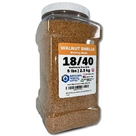 Premium Ground Walnut Shells Grit Size 18/40-5 lbs/2.3 kg - Medium to Fine Grit Walnut Shells for Tumbling, Blasting or Vibratory Use