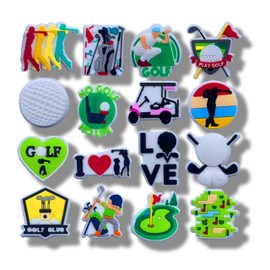 MONRADO 16PCS Play Golf Shoe Charms, Shoe Decoration Party Gifts for Boys Girls Kids Women, Men, Polyvinyl Chloride, No Gemstone