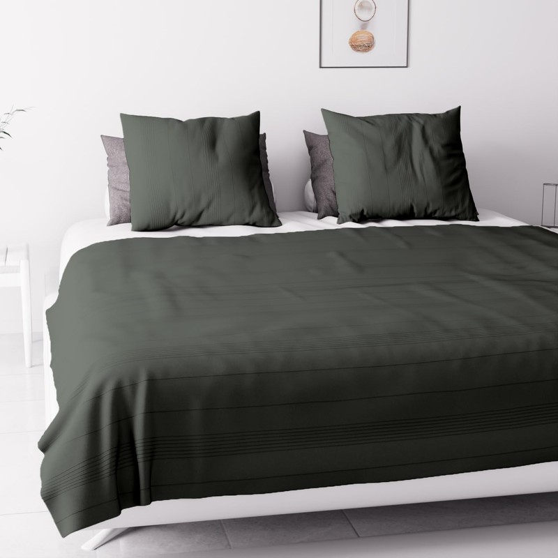 Soleil d'ocre Bedspread Sofa Throw Cotton Adele Khaki 220 x