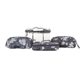 Vera Bradley 4 PC Cosmetic Organizer Travel Toiletry Case, Moon Shadow Meadow