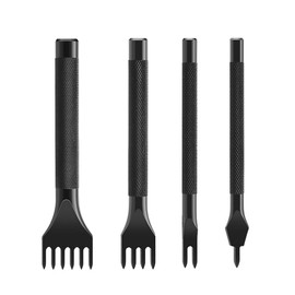 Ldirect Leather Craft Tool 1/2/4/6 Prong DIY Lacing Stitching Punches Hole, Leather Craft Kits (6mm), Black