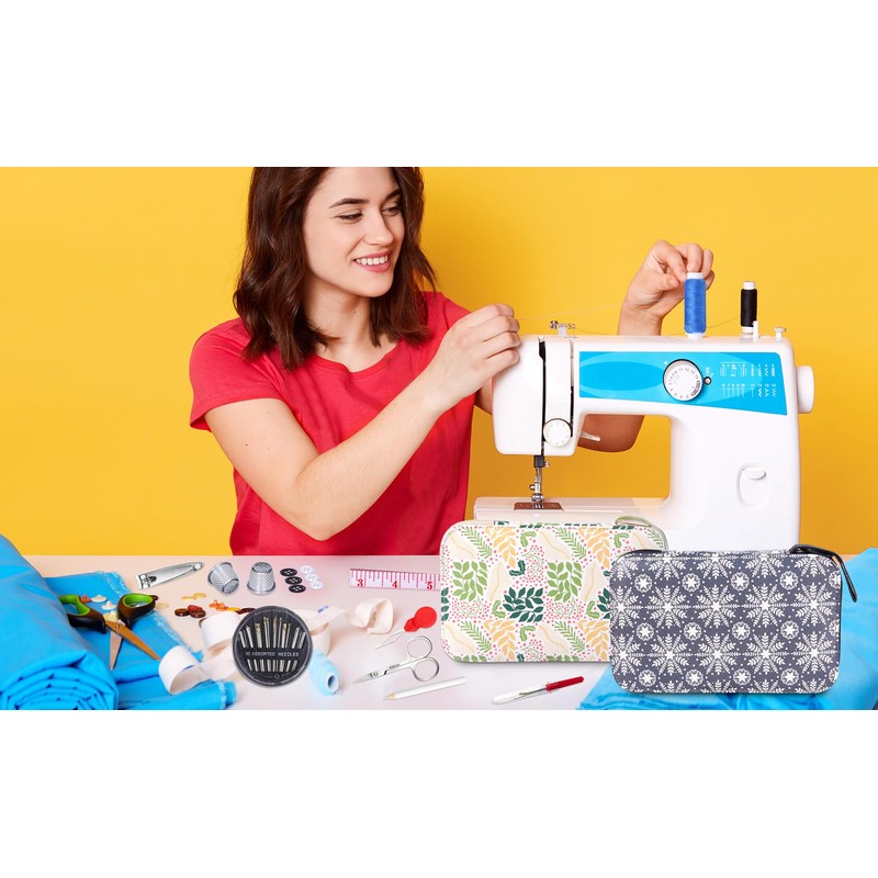 Sewing Kit with Leaf Case, Complete Threads and Needles Set,