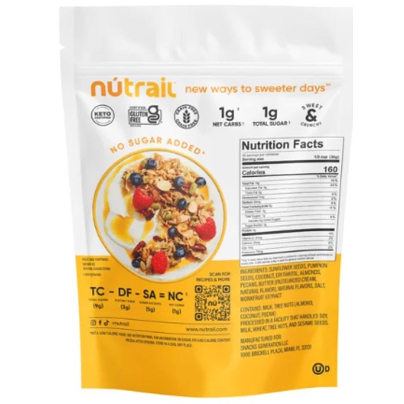 NuTraill No Sugar Added Keto Nut Granola Honey Nut (22