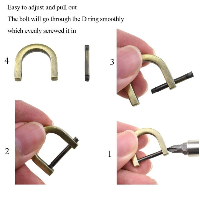 Hahiyo D-Rings with Screw Shackle Horseshoe U Shape Key Ring