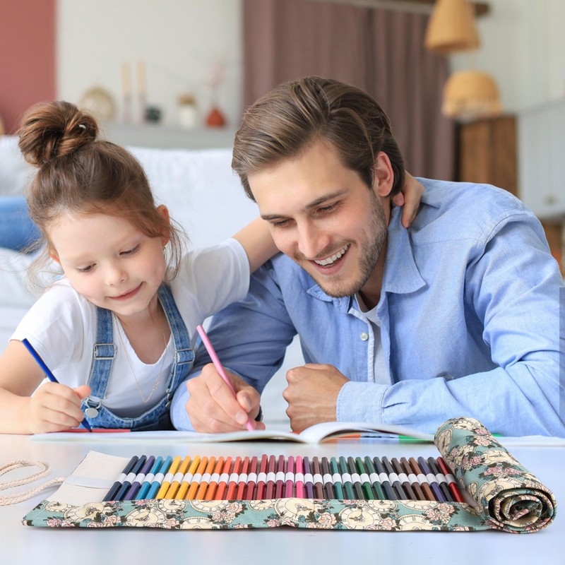 Newellsail Pencil Roll 72 Holes Canvas Rolling Pencil Case Portable