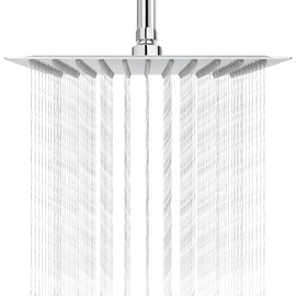 NearMoon - Cabezal de ducha de lluvia cuadrado de acero inoxidable de alto flujo, diseño de alta presión, impresionante experiencia de ducha incluso con bajo flujo de agua (10 pulgadas, acabado