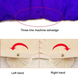 FOSER 1 Pair 1.8M Silk Belly Dance Fan， National Dance Dancing Long Bamboo Fan（Left + Right）