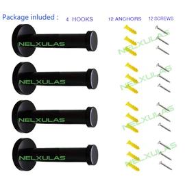 Classic Black Stainless Steel Heavy Duty Wall Mount Hooks, Bath Towel Hooks, Coat Hanger, Handbag Hooks, 4 in Pack (4")