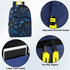 Fun School Backpack for Elementary Middle School Girls and Boys | 17 Inch Printed Backpacks for School Kids, Travel (Shoot for the Stars)