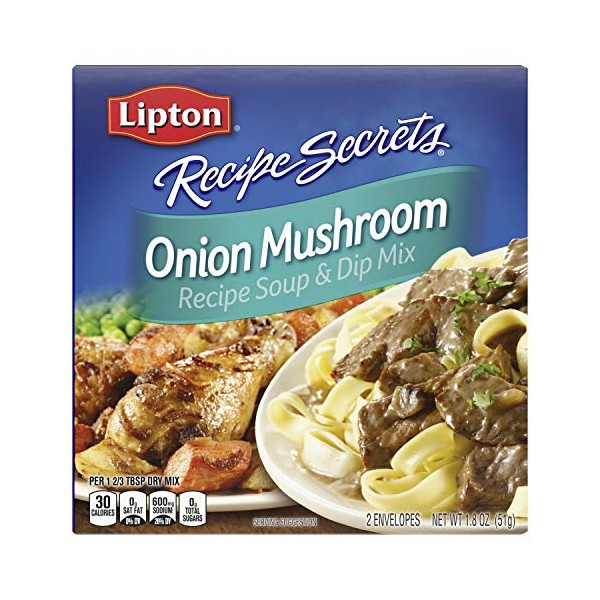 Lipton Soup and Dip Mix For a Delicious Meal Onion Mushroom Great With Your Favorite Recipes, Dip or Soup Mix 1.8 oz, Pack of 12
