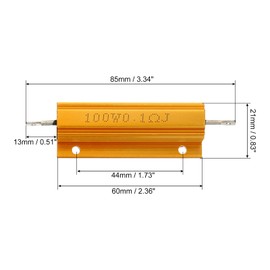 PATIKIL 100W 0.1 Ohm Aluminum Shell Resistor, 2 Pack Aluminum Housing Resistor Housed Case Wirewound Resistors Screw Tap Power Resistor, Golden