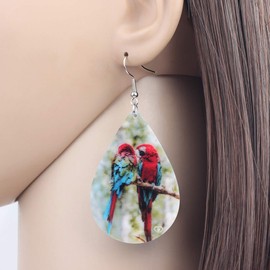 OUSIO Acrylic Novelty Macaw Parrot Teardrop Earrings Colorful Tropical Bird Big Dangle Jewelry For Women Charms Holiday Hawaii Vacation Beach Party Christmas Gifts (Multicolor)