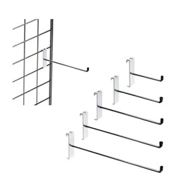 Grid Mesh Hooks Accessory Single Prong Shop Display - Available in 2", 4", 6", 8", 10", and 12" Lengths - Packs of 10, 25, 50, and 100 (10, 6" Inch Single Prong)