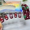 Christmas Press on Nails Medium Square Fake Nails with Snowflake
