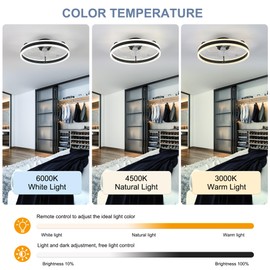 Oaks Aura 20'' Low Profile Ceiling Fans with Lights and Remote,Reversible,3 Colors Dimmable,Modern Flush Mount LED Ceiling Fan with Light and APP for Bedroom,Kids,Dinning Room