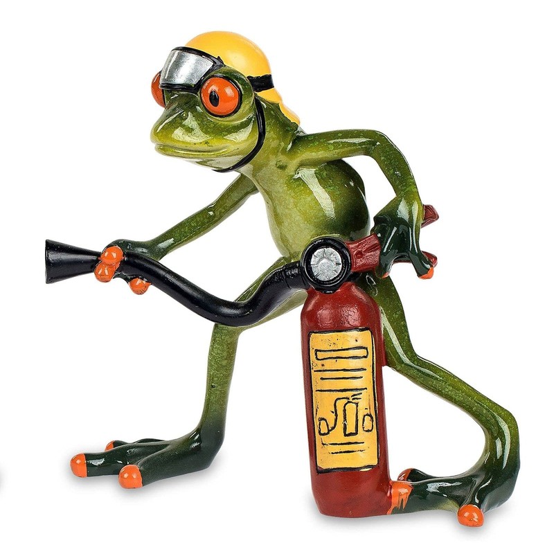 Set of 2 Decorative Figures – FROG Frogs FIRE BRIGADE