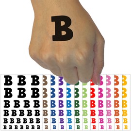 Letter B Uppercase Fun Bold Font Temporary Tattoo Water Resistant Fake Body Art Set Collection - Hot Pink (One Sheet)