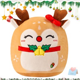 WEWILL Christmas Deer Plush Pillow, 12 Inches Cute Sika Deer Stuffed Animal Plushie for Kids & Adults Xmas Decor