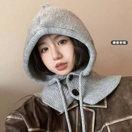 Imported Women's Balaclava Hooded Scarf & Winter Muffler LF3491 - One Size Red 4ea