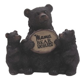 Mama Bear Knows Best with Cubs Figurine, Freestanding Tabletop Decoration, Rustic Cabin Décor, 8.25 Inches
