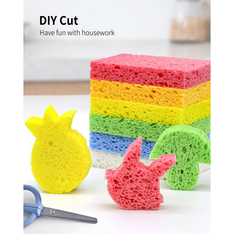 ARCLIBER Cellulose Sponges,Heavy Duty Scrub Kitchen Sponge,Clean Tough Messes Without
