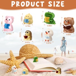 RoundFunny 12 Pcs Reading Gifts for Women Mini Resin Animals Book Club Gifts Book Lovers Gift Bookish Weird Tiny Resin Ornaments Reading Gifts for Librarian Readers Teacher Bookstore Workers