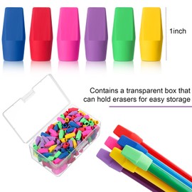 Maitys 100 Pcs Colorful Pencil Top Erasers Cap Erasers and Pencil Sharpener with Random Colors for Students Teachers School Office