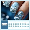 OCOUYVD Square Fake Nails Short Press on Nails Golden Foil