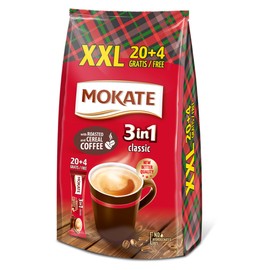MOKATE® 3 in 1 XXL Instantkaffee Classic | 24 Sticks x 17g | Instant Kaffee Getränkepulver aus löslichem Bohnenkaffee Smooth & Creamy Pulver Getränke Cremiger Geschmack IntensivesAroma