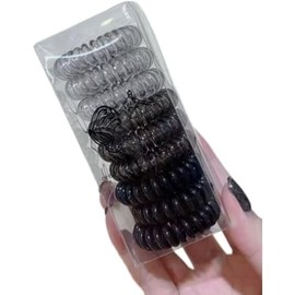 Spiral Hair Ties for Women - Creaseless and Dent-free Coil Hair Ties ，Phone Cord Coils Made of Flexible and Durable Plastic 9 pcs (Black gray)