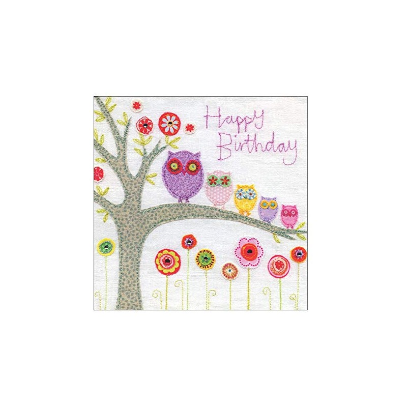 Hand Finished Owls Birthday Card