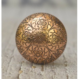 ARTISNO Copper Door Knobs Cabinet Pulls - Decorative Drawer Knobs for Cabinets, Drawers and Dressers - Perfect for Living Room, Bathroom, or Kitchen Cabinetry, Set of 6