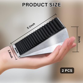 Heavy Duty Door Stopper,Spring Loaded Height Adjustable Large Gate Stoppers for Bottom of Door,Stainless Steel Rubber Doorstop Wedge for Any Heavy Duty Doors(Gray,2 PCS)