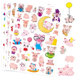 Pink Pig Stickers Cute Pig Adhesive Stickers 705 Count for Girls Birthday Envelopes Decorations Party Goodie Gifts Bags Decor School Game Class Rewards Laptop Water Bottle Luggage Party Supplies