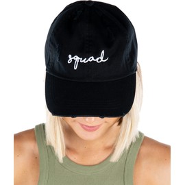 Funky Junque Dad Hat Unisex Cotton Low Profile Distressed Vintage Baseball Cap, Squad - Jet Black, One Size