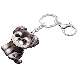 TIZURO Acrylic Schnauzer Keychains Puppy Pets Dog Animals Car Keys Keyring Jewelry For Women Dog Mom Wallet Charms Gifts (Black)
