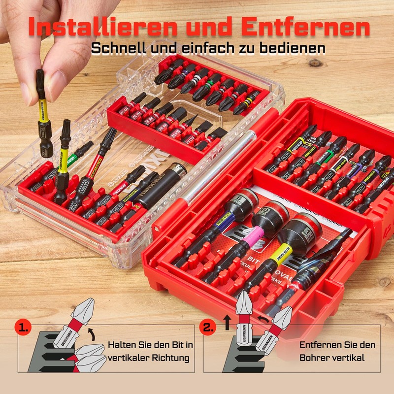 GEINXURN 32-Piece Impact Resistant Screwdriver Bit Set, S2 Steel Magnetic