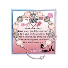MollyQueen Cheer Bracelets, Cheerleading Gifts, Cheer Gifts Cheerleader Gifts,Birthday Gifts for Daughter(Pink Cheer Gifts)