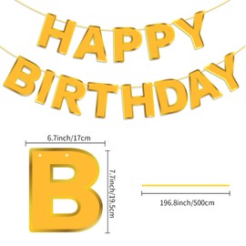 Yellow Happy Birthday Banner - Party Birthday Sign Decorations Indoor Outdoor Backyard Backdrop Decorations Supplies Birthday Banner for Girls, Boys and Kids Party Supplies