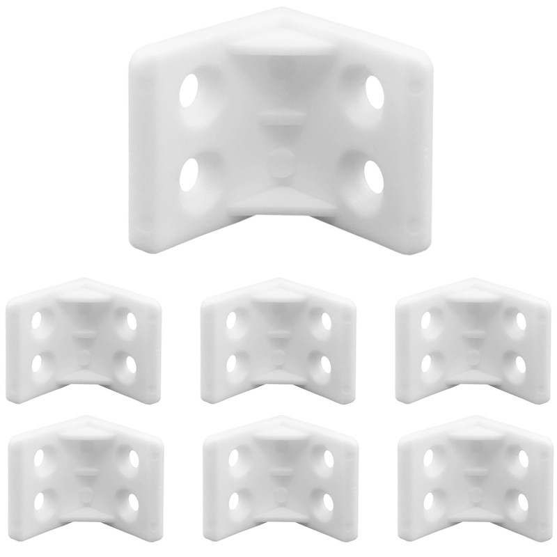 50 PCS White Plastic Corner Brackets, L Shape Right Angle