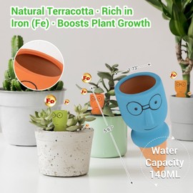 AquaLume Terracotta Watering Spikes Set -Self Watering Planter Insert with 4 Pcs Automatic Plant Watering System for Indoor Potted Plants, Outdoor Garden, Vacation Plant Care Accessories