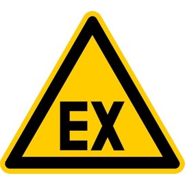 Sticker Warning Sign "Warning of Explosive Atmosphere EX" According to D-W 021 ISO 7010 | SL 5-30 cm Made in Germany, Size: SL 15 cm